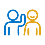 Ikoni jossa henkilö tervehtii toista.