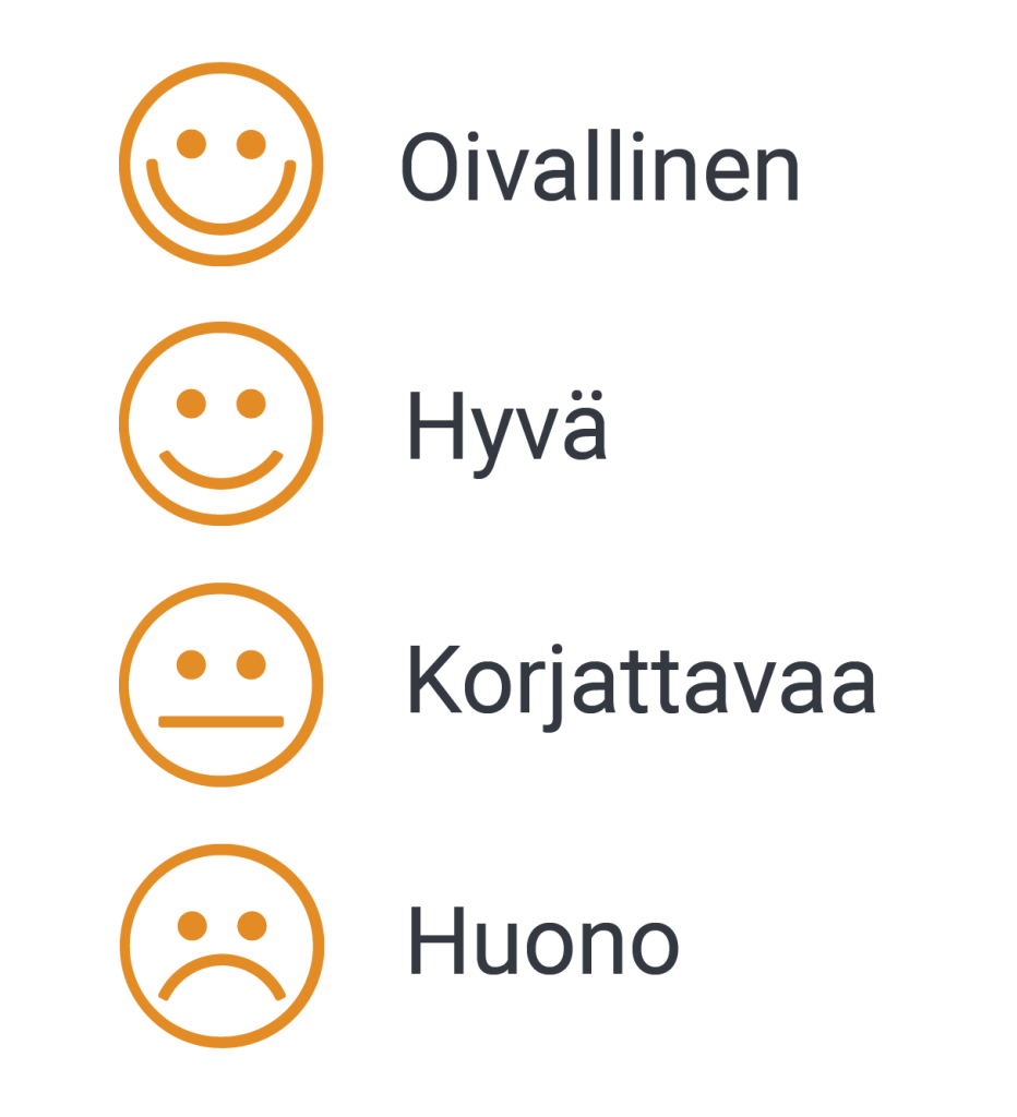 Oiva-asteikko on Oivallinen, Hyvä, Korjattavaa ja Huono.