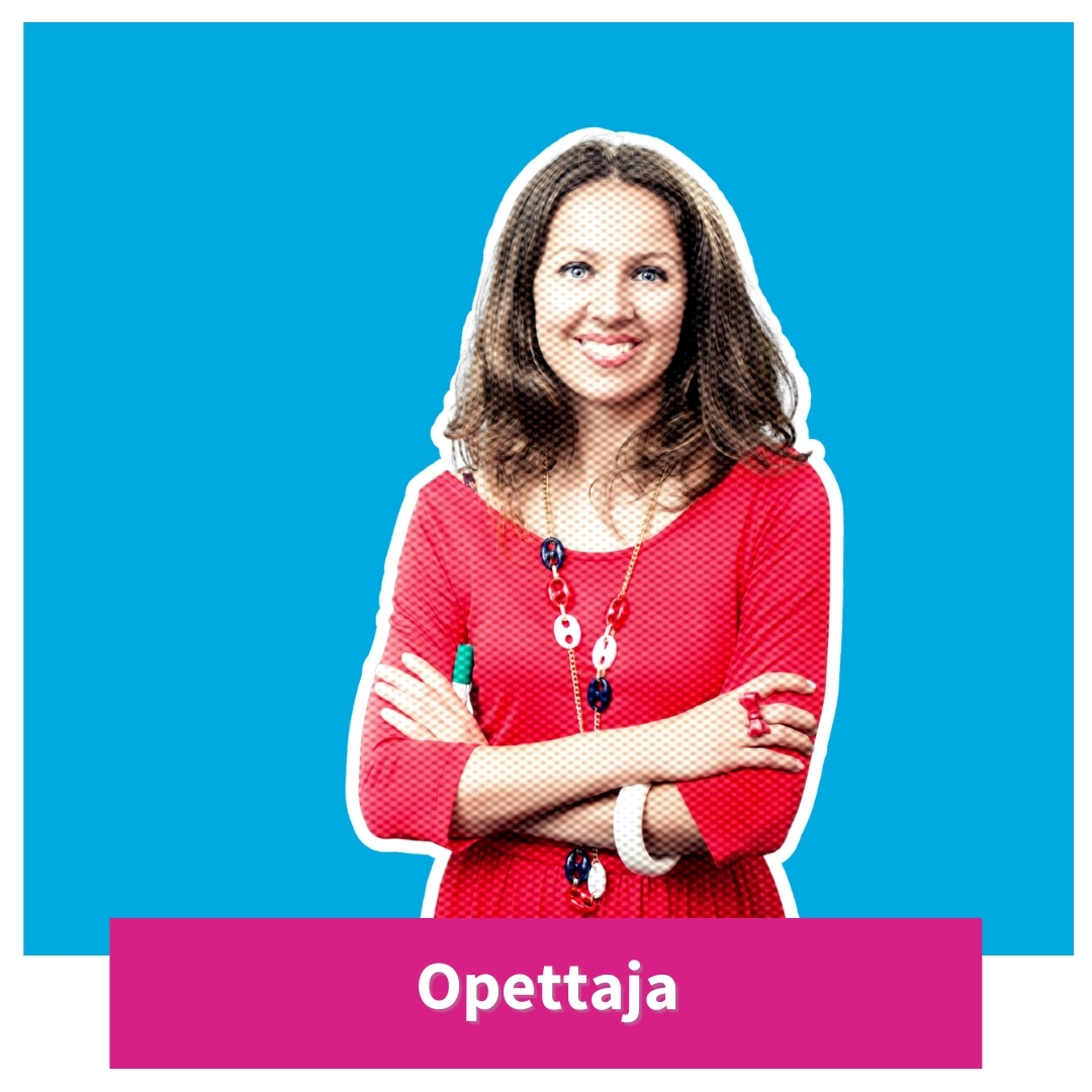 Henkilö ja teksti "opettaja"